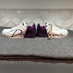 Dolce & Gabbana White & Purple Women's Sneakers - Size: 37.5 - Great Condition